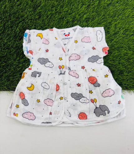 Muslin Half Sleeves Frock 3-6 month