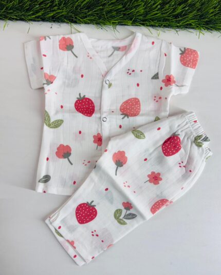 Muslin Half Sleeve Jabla With Pant | Soft & Breathable Baby Cotton Outfit Set