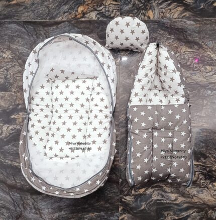 Special Cotton Net Bed & Carry Bed  Combo for Newborn Baby / Comfortable , Breathable & Travel - Friendly