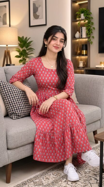 Premium Cotton Feeding Frock | Comfortable Nursing Dress for Moms