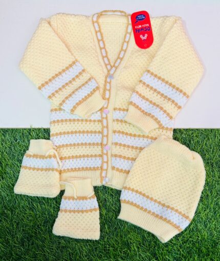 Baby Sweater Set with Cardigan, Socks and Cap 6-9 Month (L)