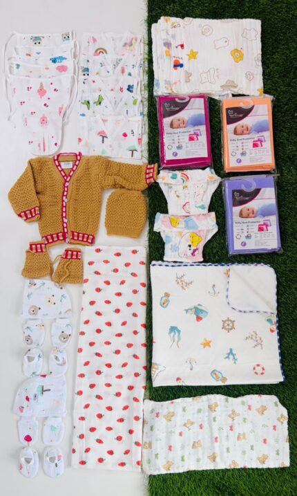 30 Products Hospital Bag l Premium Muslin Hospital Kit l Delivery Bag Packing Essentials