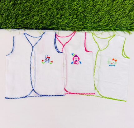 Pure Cotton Button White Jabla | Soft & Breathable Newborn Baby Jabla