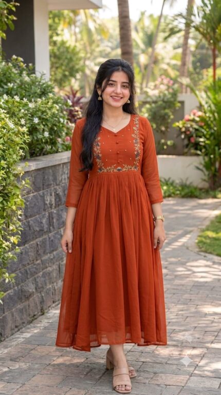 Georgette Handwork Feeding Kurtis *3XL Size Comfortable Nursing Dress for Moms
