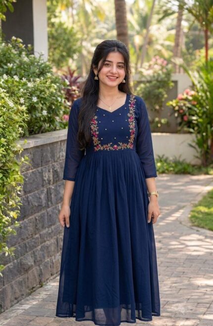Georgette Handwork Feeding Kurtis *XL Size Comfortable Nursing Dress for Moms
